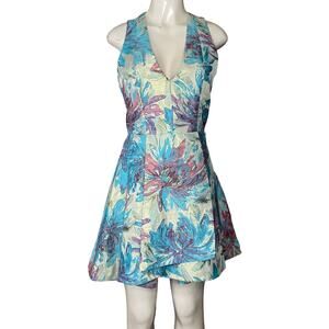 Alice + Olivia Tanner Floral Brocade V-Neck Sleeveless Racerback Dress Size 8